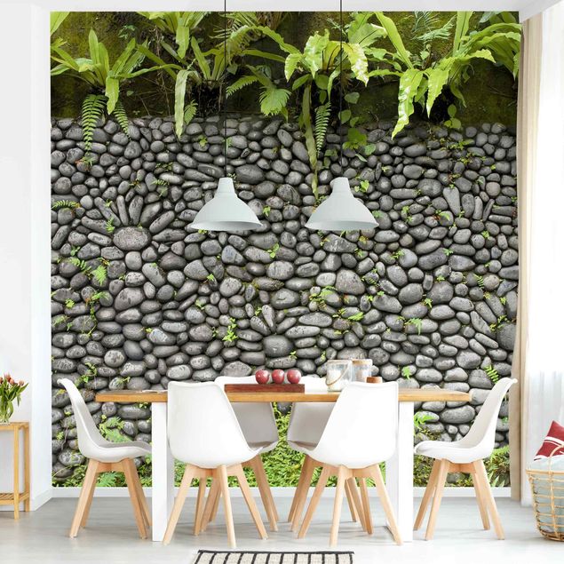 decoraçao para parede de cozinha Stone Wall With Plants