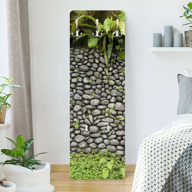Cabides de parede estilo rústico Stone Wall With Plants