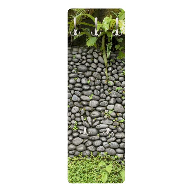 Cabides de parede em cinza Stone Wall With Plants