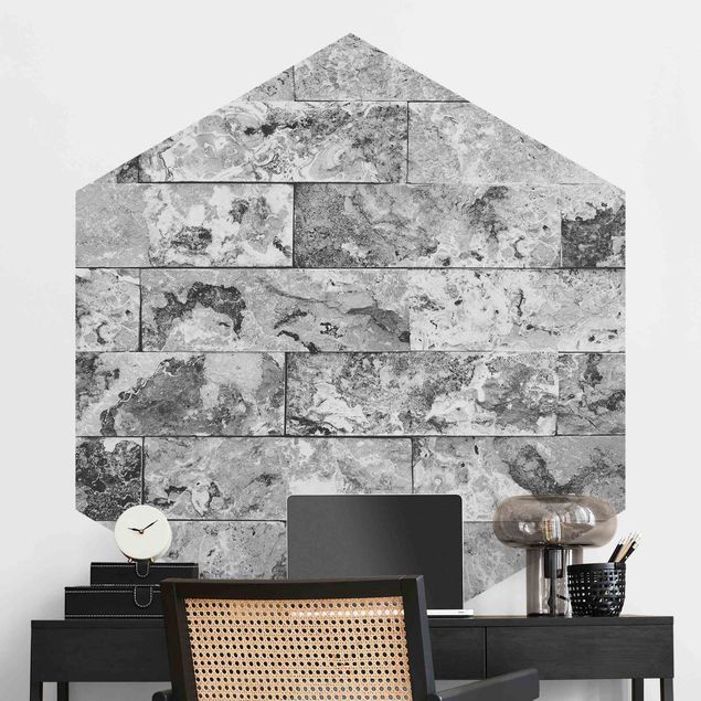 papel de parede mármore Stone Wall Natural Marble Gray