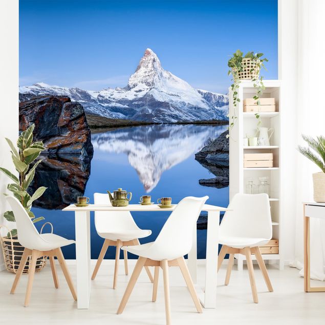 papel de parede moderno para sala Stellisee Lake In Front Of The Matterhorn