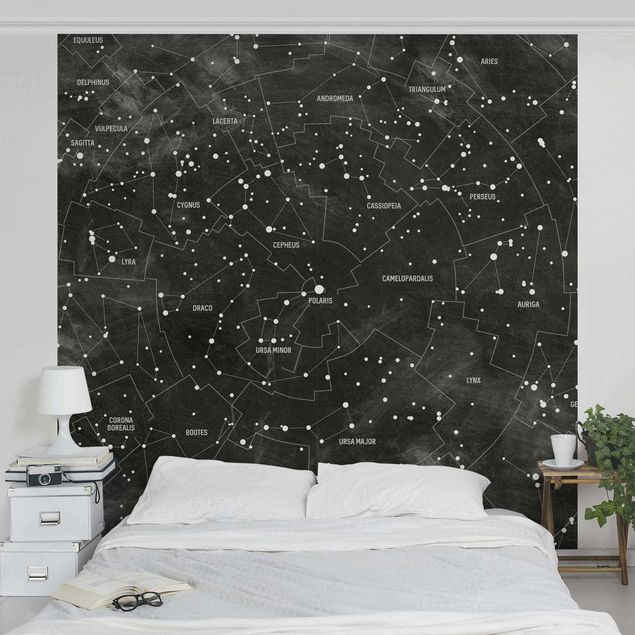 papel de parede moderno Map Of Constellations Blackboard Look