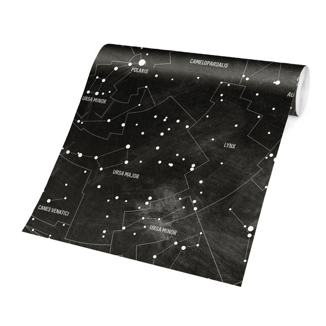 Papel de parede preto e branco Map Of Constellations Blackboard Look