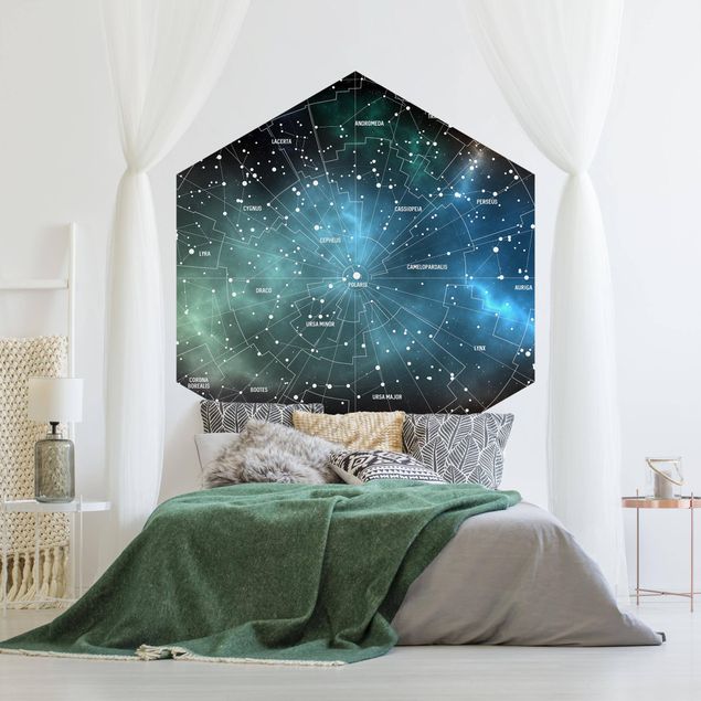 papel de parede moderno Stellar Constellation Map Galactic Nebula