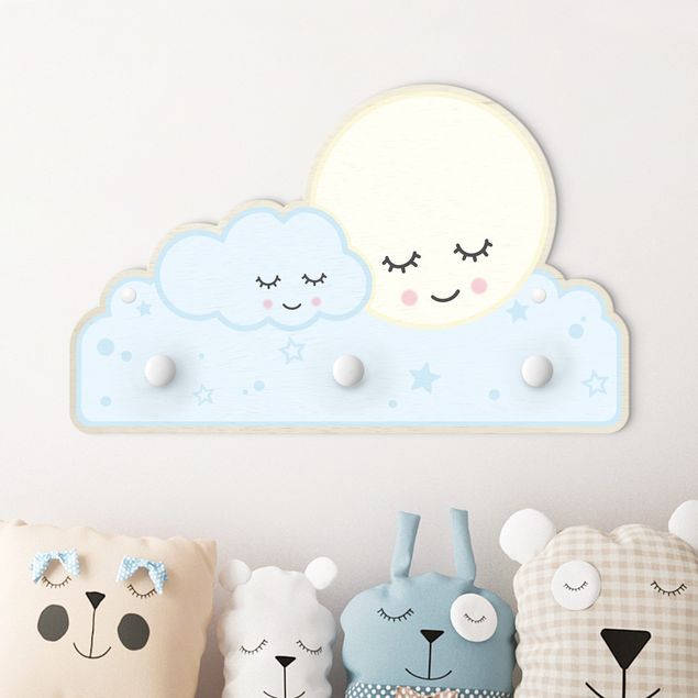 decoração para quartos infantis Stars Moon Cloud With Closed Eyes