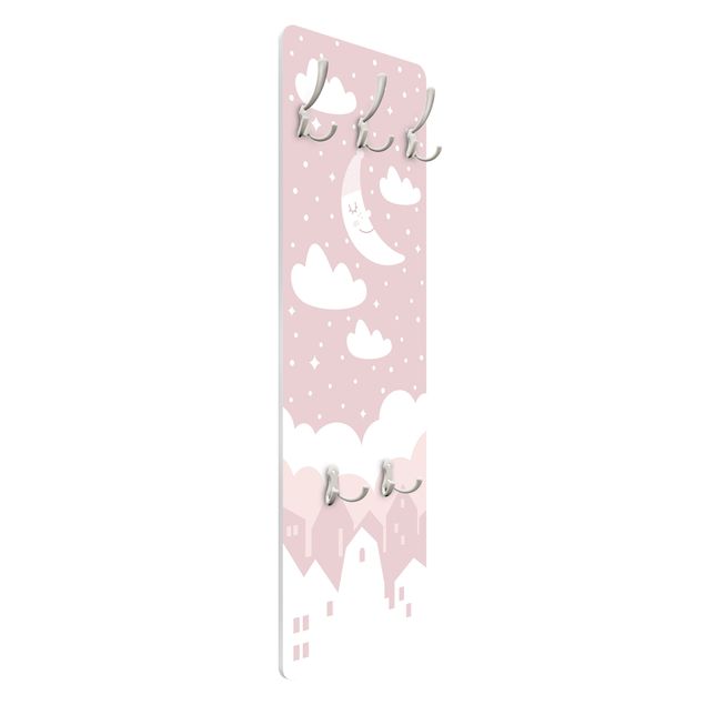 Cabides de parede Starry Sky With Moon Pink