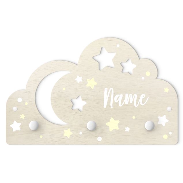 cabideiro de parede Starry Cloud And Moon With Customised Name