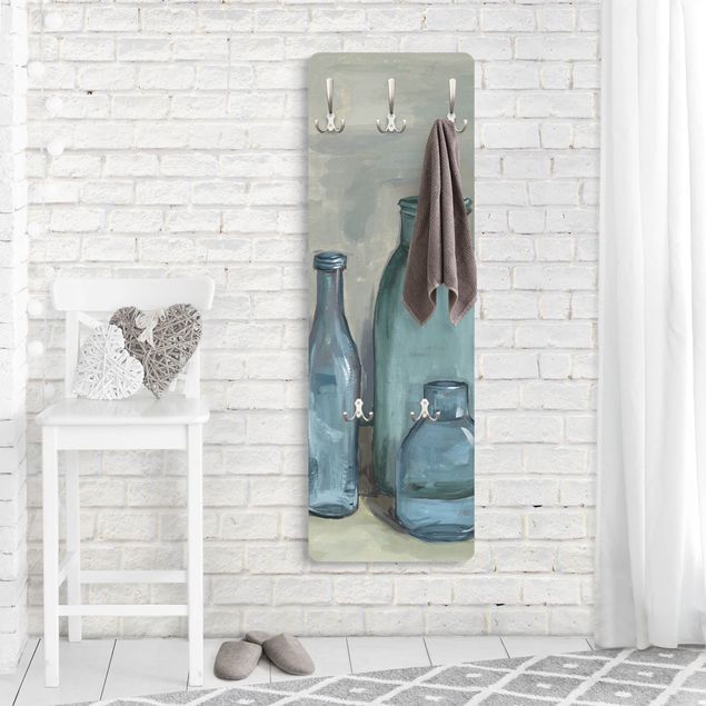 Cabides de parede em azul Still Life With Glass Bottles II