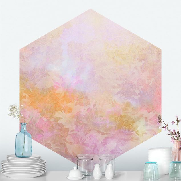 papel de paredes rosas Bright Floral Dream In Pastel
