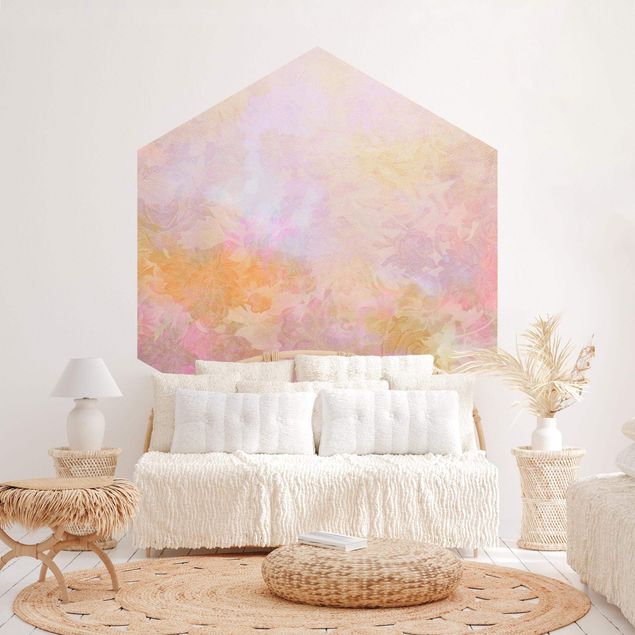 papel de parede moderno para sala Bright Floral Dream In Pastel