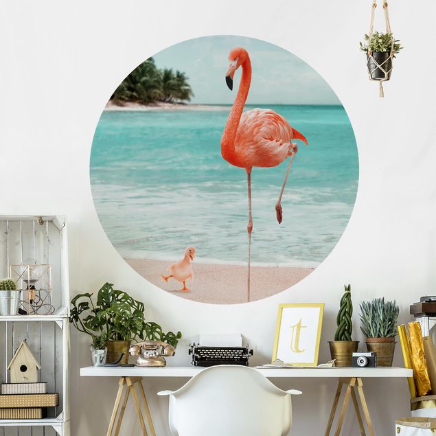 decoraçoes cozinha Beach With Flamingo