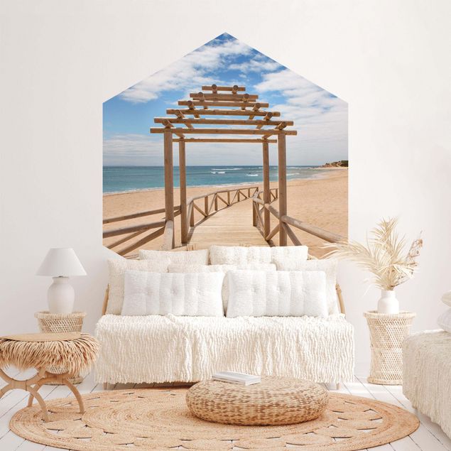 Papel de parede praia Boardwalk To The Ocean In Andalusia