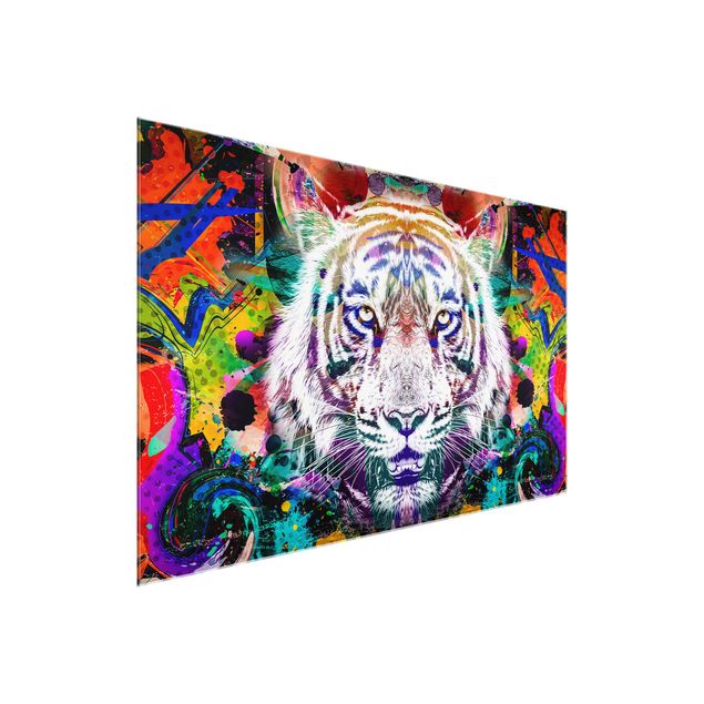 quadros abstratos para sala Street Art Tiger