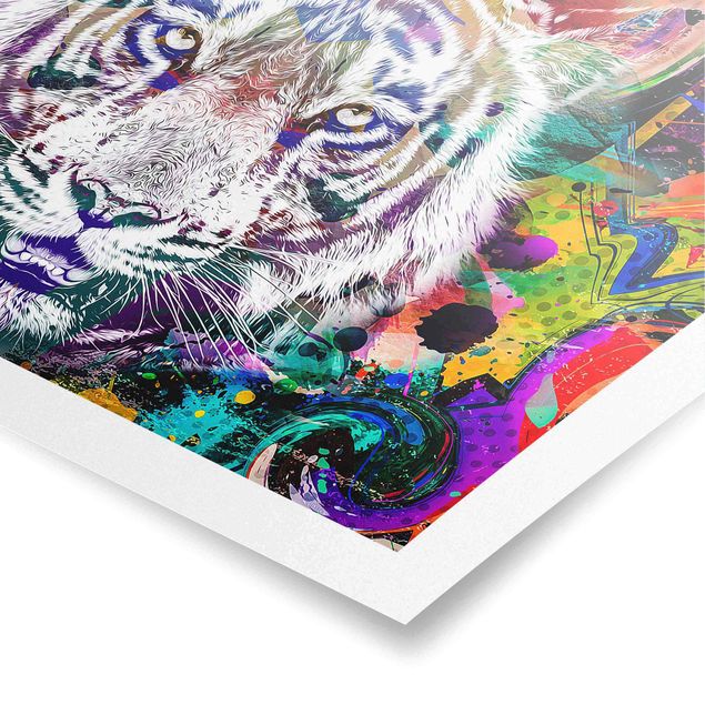 Quadros multicoloridos Street Art Tiger
