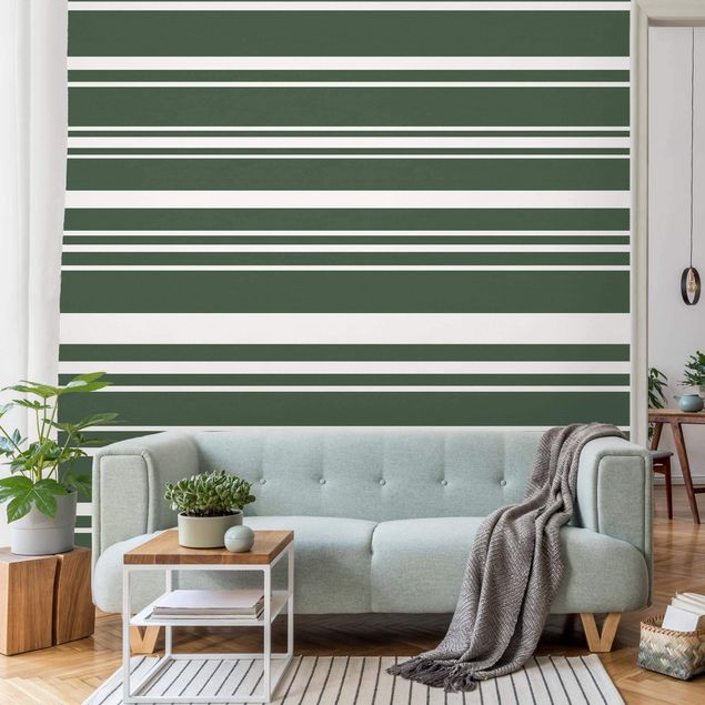 Papel de parede padrões Stripes On Green Backdrop