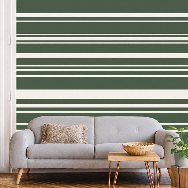 Papel de parede riscas Stripes On Green Backdrop