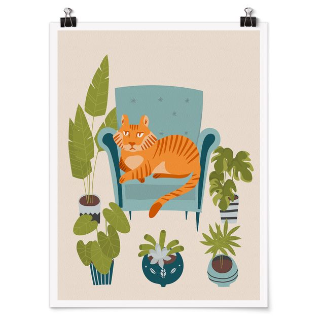 Posters animais Domestic Mini Tiger Illustration