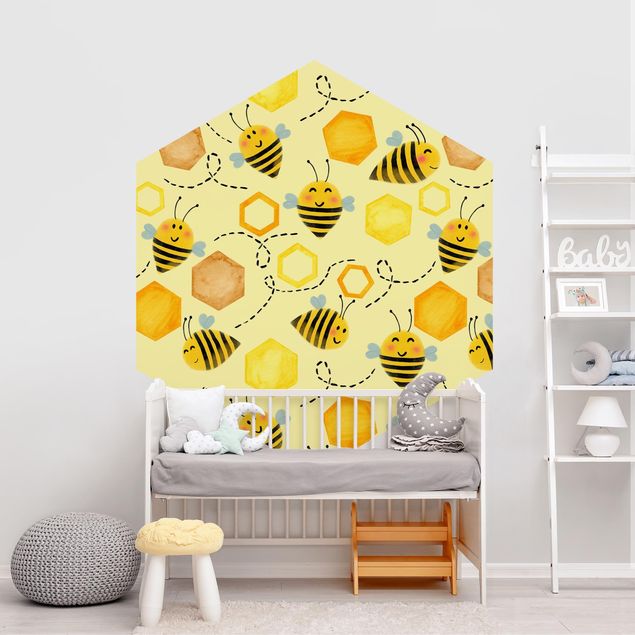 papéis de parede de animais Sweet Honey With Bees Illustration