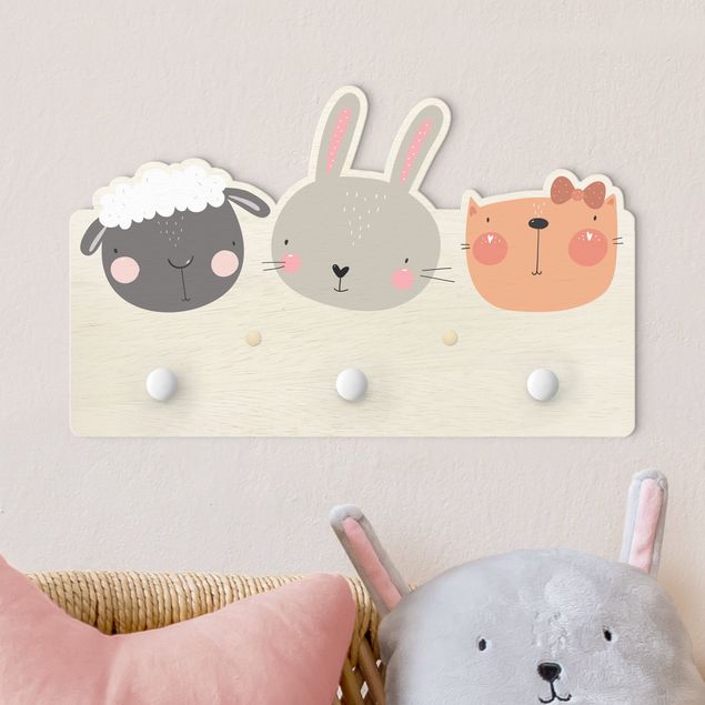 decoração para quartos infantis Cute Zoo - Sheep Bunny And Cat