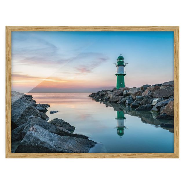 quadro de praia Sunset at the Lighthouse