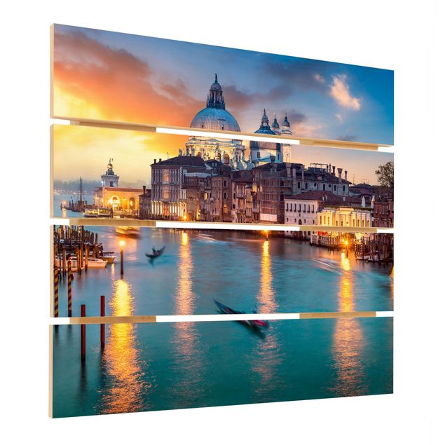quadro de madeira para parede Sunset in Venice