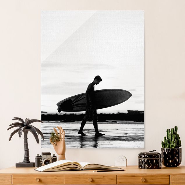 quadros de paisagens Shadow Surfer Boy In Profile