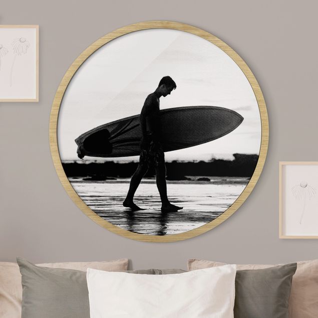 quadro com paisagens Shadow Surfer Boy In Profile
