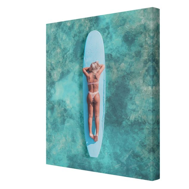 quadro da natureza Surfer Girl With Blue Board