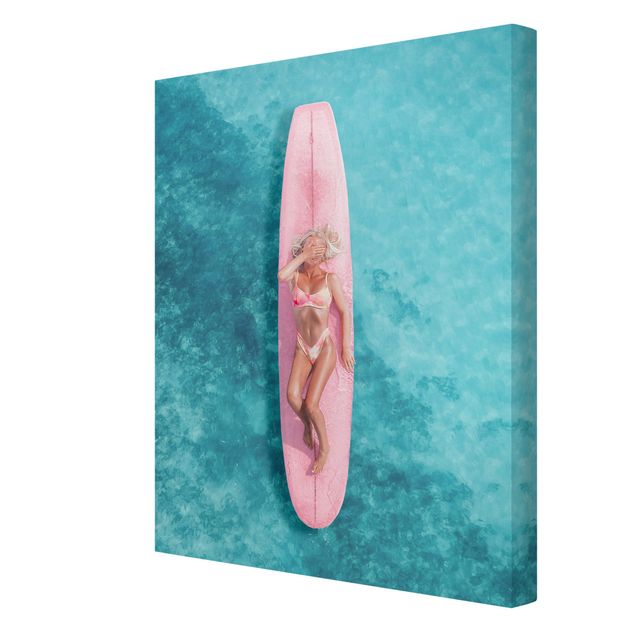 Quadros natureza Surfer Girl With Pink Board