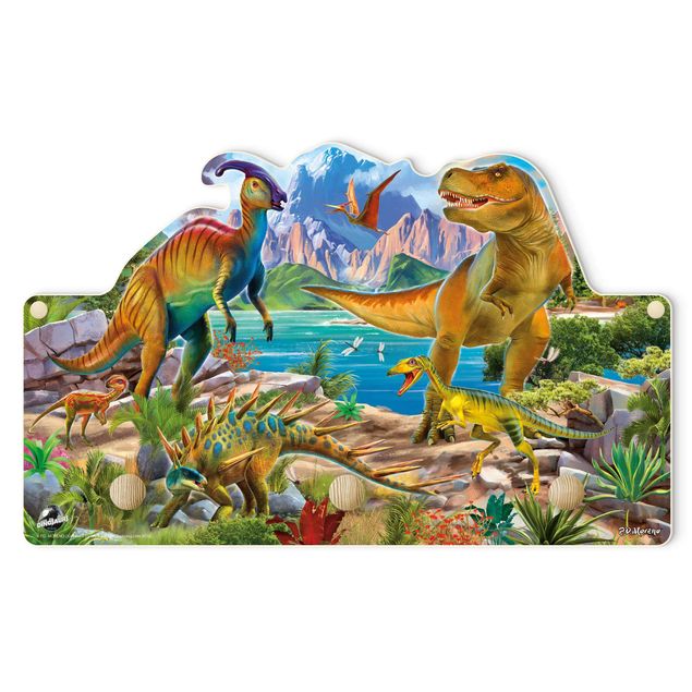 Cabide de parede infantil T-Rex And Parasaurolophus