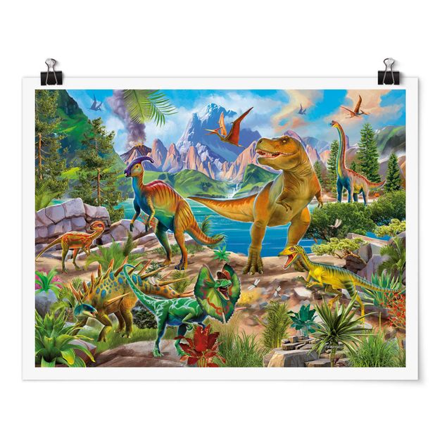 quadro animal T-Rex And Parasaurolophus