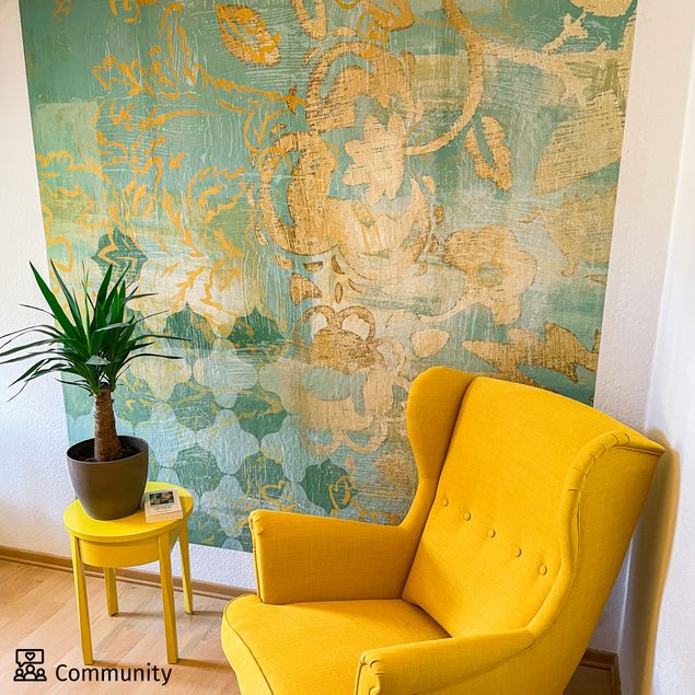 Mural de parede Moroccan Collage In Gold And Turquoise II