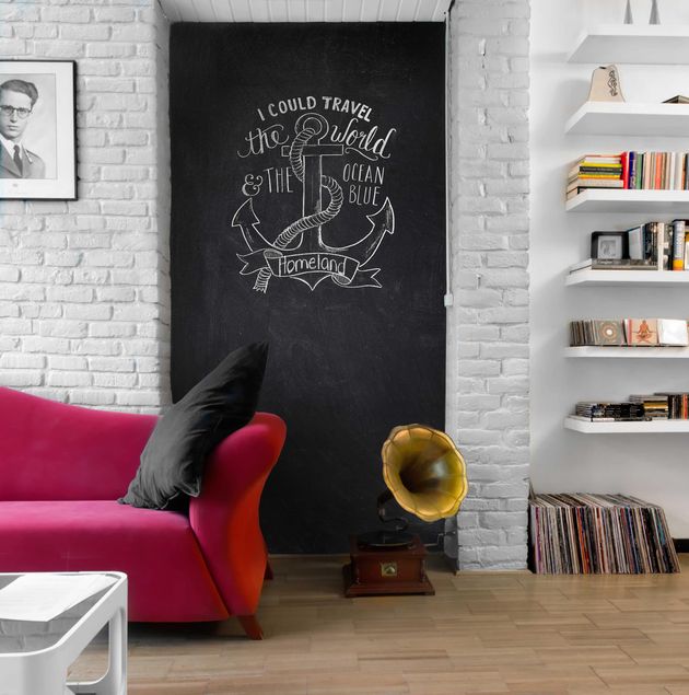 Películas autocolantes pretas Living Room - DIY Chalkboard Wallpaper