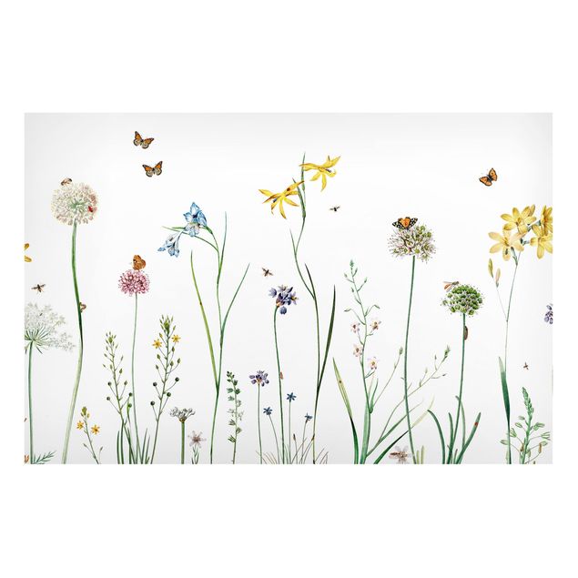 decoração para quartos infantis Tanzende Schmetterlinge auf Wildblumen