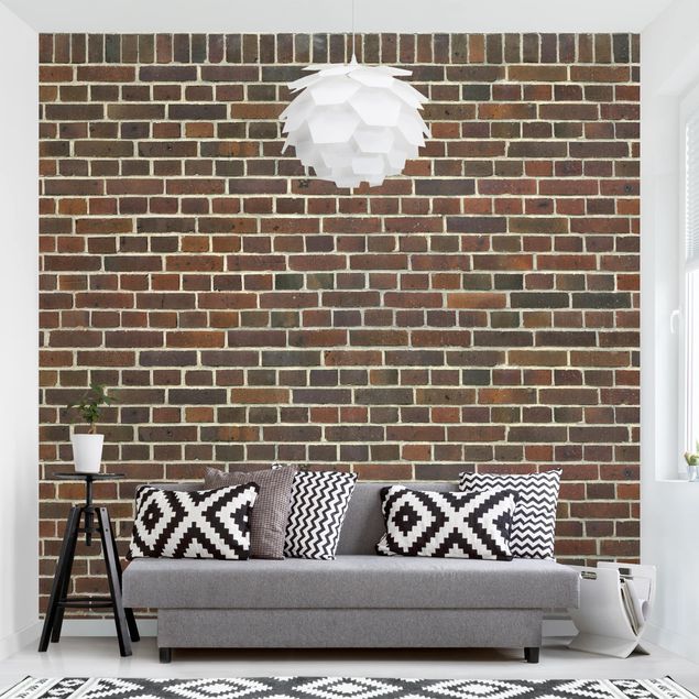 papel de parede imitando pedra Brick Wall Reddish Brown