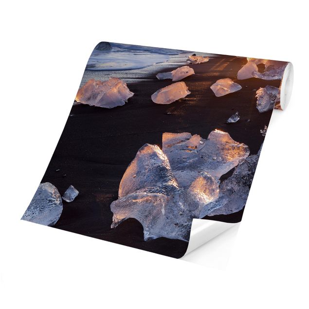Papel de parede paisagens Chunks Of Ice On The Beach Iceland