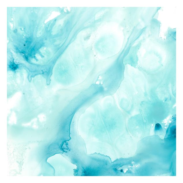 Mural de parede Emulsion In White And Turquoise I