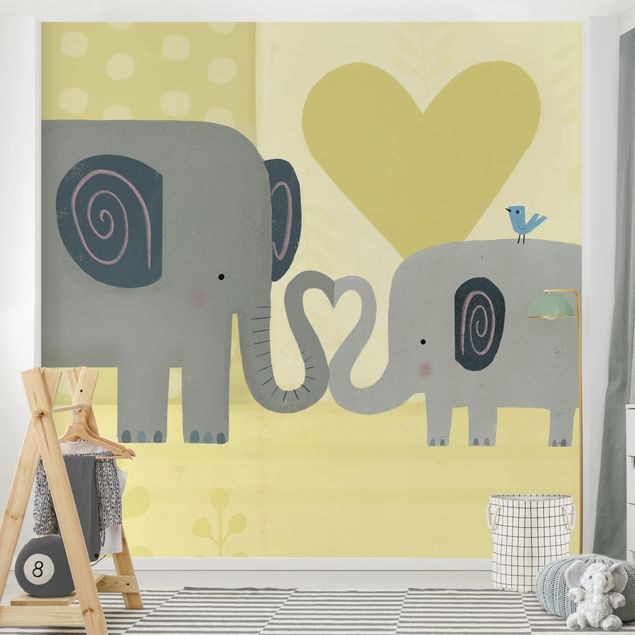 papel de parede moderno para sala Mum And I - Elephants