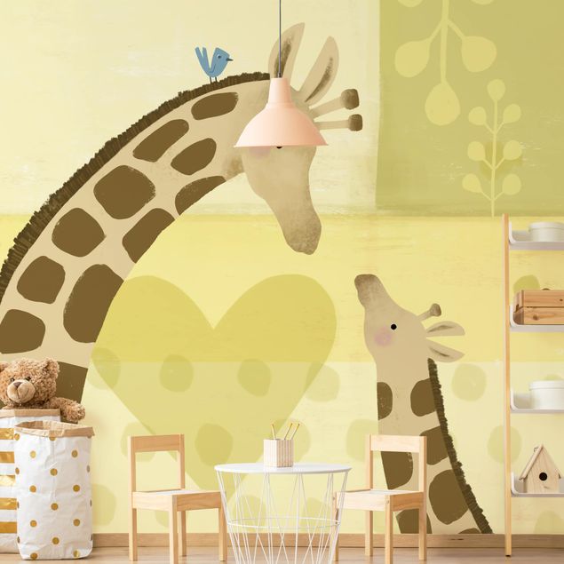 papel de parede moderno para sala Mum And I - Giraffes