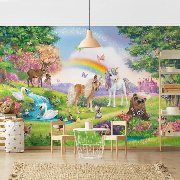 papel de parede moderno Animal Club International - Magical Forest With Unicorn