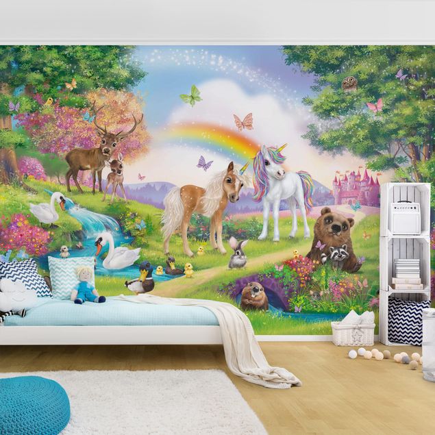 Papel de parede paisagens Animal Club International - Magical Forest With Unicorn