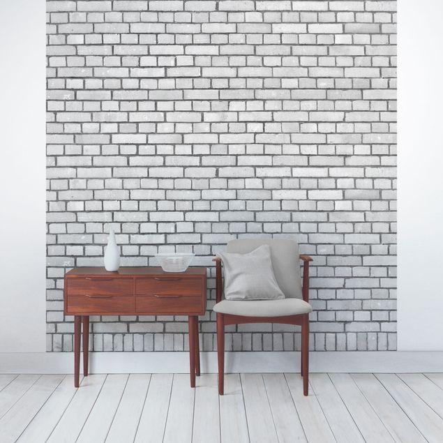 papel de paredes 3d Brick Wall White