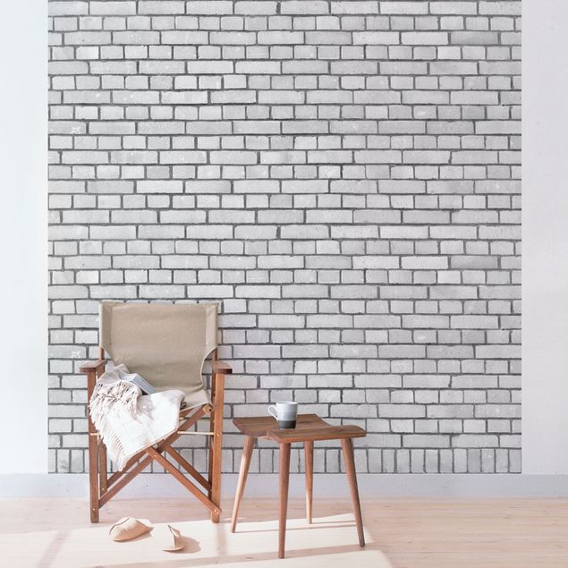 papel de parede imitando pedra Brick Wall White