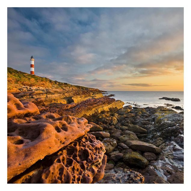 papéis de parede praias Tarbat Ness Lighthouse And Sunset At The Ocean