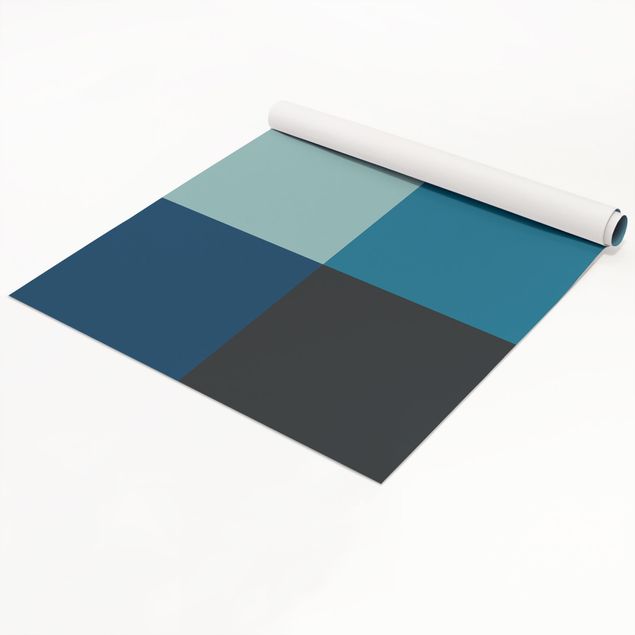Papel autocolante para móveis armários Deep Sea 4 Squares Set - Pastel Turquoise Teal Prussian Blue Moon Gray