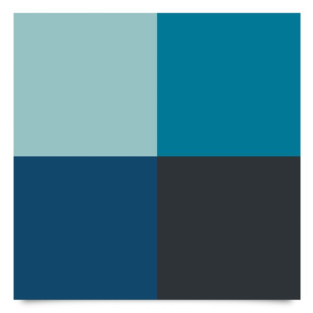 Papel autocolante para móveis mesas Deep Sea 4 Squares Set - Pastel Turquoise Teal Prussian Blue Moon Gray