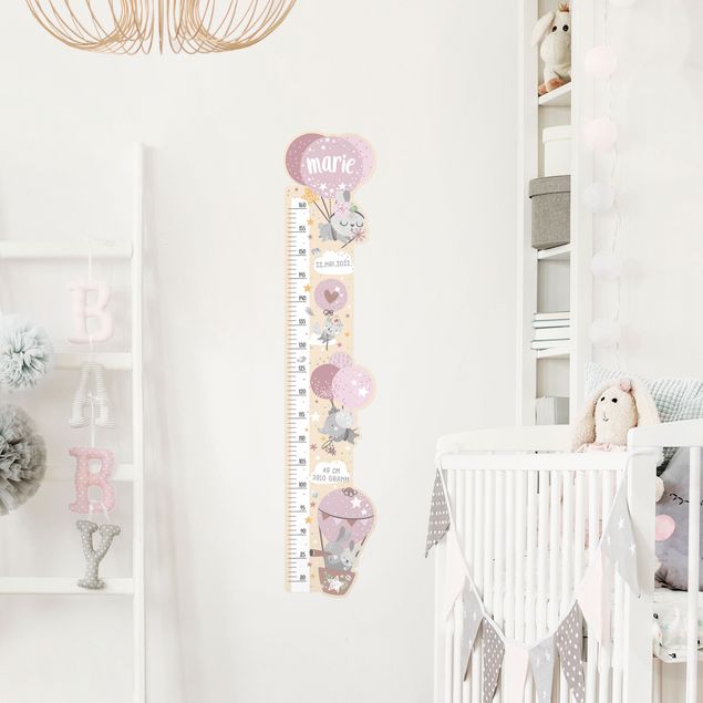Decoração para quarto infantil Animals In Balloons With Customised Name Pink