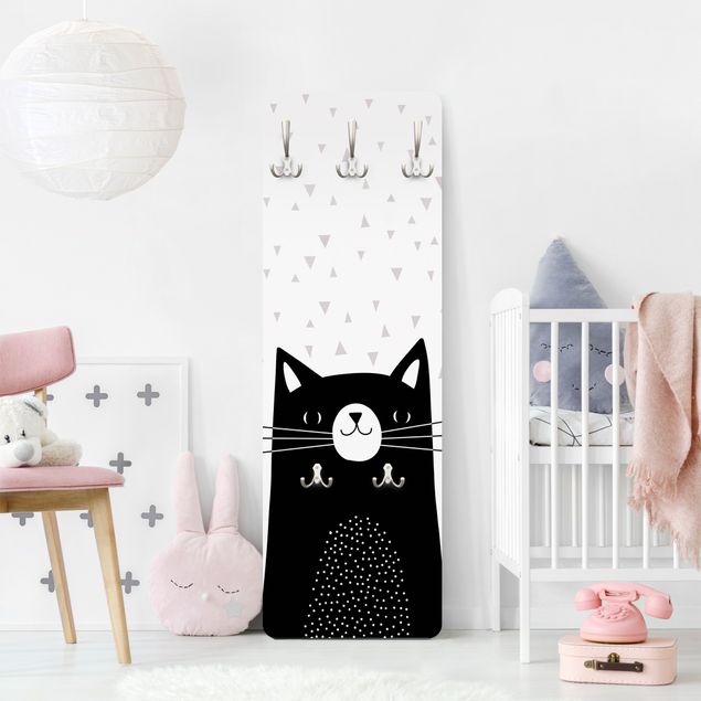 Cabides de parede em preto e branco Zoo With Patterns - Cat