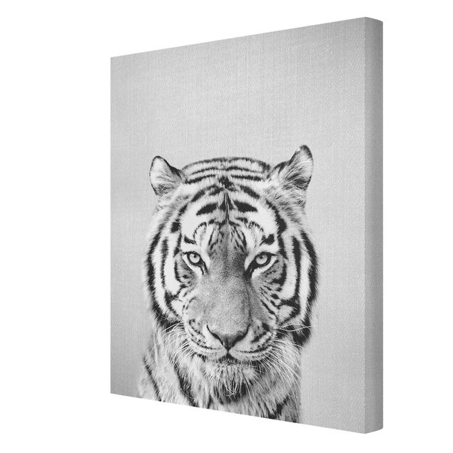 Telas decorativas animais Tiger Tiago Black And White