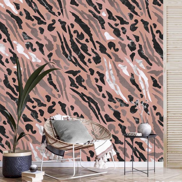 papel de parede efeito marmore Tiger Stripes In Marble And Gold